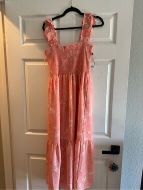 NWT French Connection Pink Floral Ruffled Strap Midi Dress